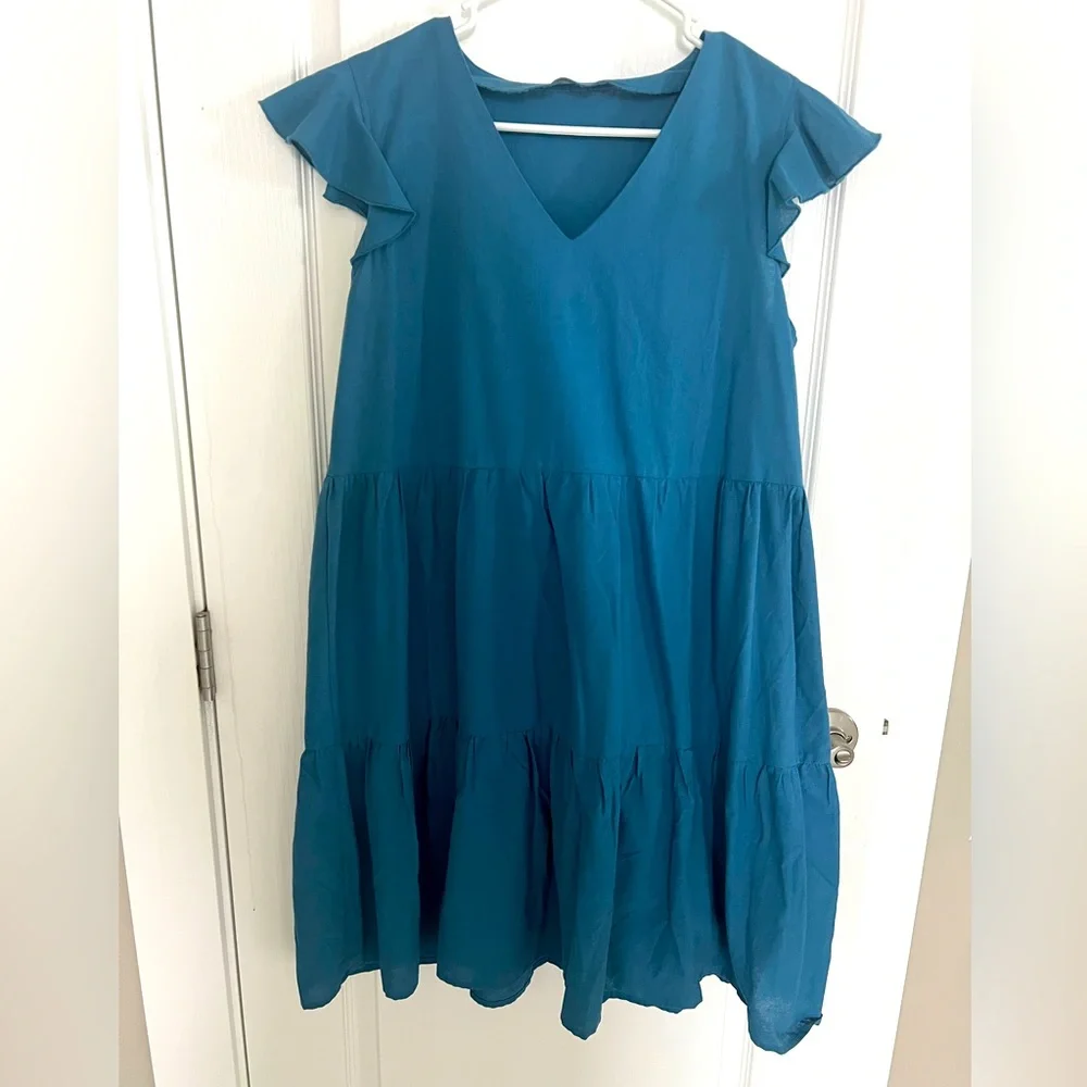 CUPSHE cap sleeve ruffle babydoll dress - Picture 3 of 3